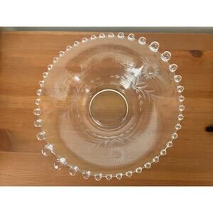 Vintage Imperial Glass wheel cut 10 inch Candlewick salad bowl floral etching